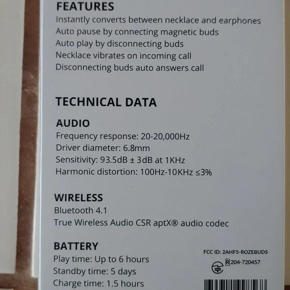 Rozebuds - Bluetooth Necklace Earbuds - Picture 3 of 5